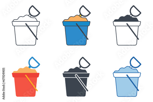 Bucket and Spade icon collection with different styles. Sand bucket icon symbol vector illustration isolated on white background