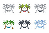 Hammock icon collection with different styles. Hammock between palm trees icon symbol vector illustration isolated on white background