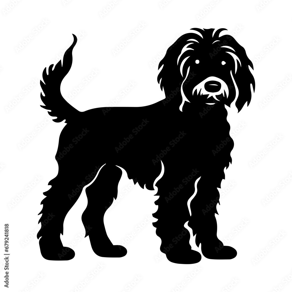 Golden Doodle Dog Vector Silhouette, Generative AI. Golden Doodle Dog Vector Silhouette, Generative AI.