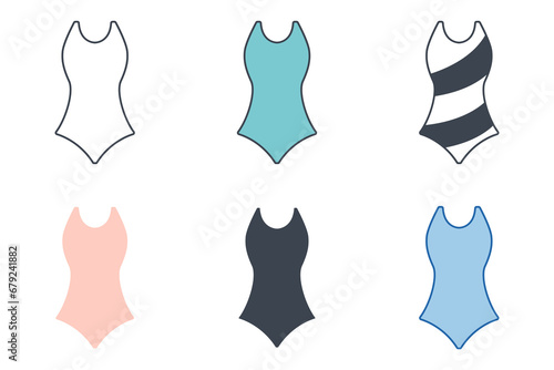 Swimwear icon collection with different styles. swimsuit lingerie technical fashion icon symbol vector illustration isolated on white background