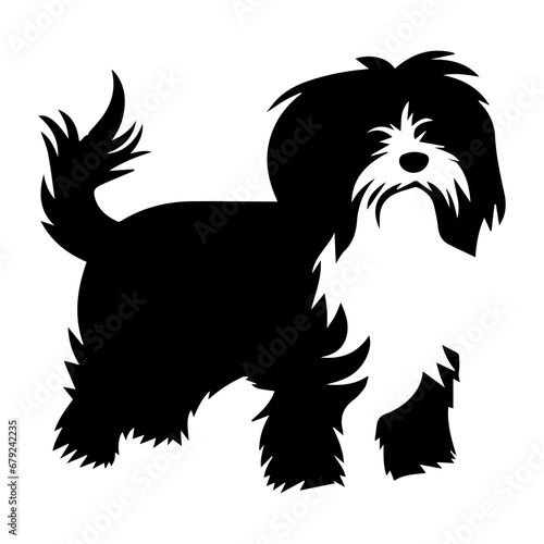 Havanese Dog Vector Silhouette  Generative AI. 