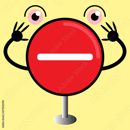 vector cartoon traffic sign with no entry symbol