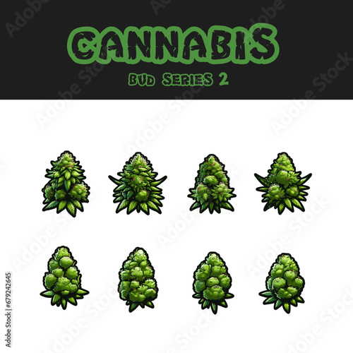 Cannabis Buds Series 2 Marijuana Vector Illustration Set