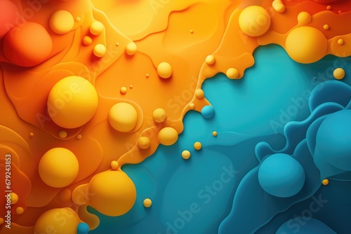 Abstract background, orange, blue and yellow liquid paint. Abstract background for National Buttercrunch Day photo