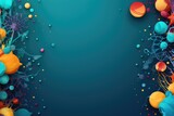 Abstract background with blue and orange circles and stars. Abstract background for Kid Inventors Day