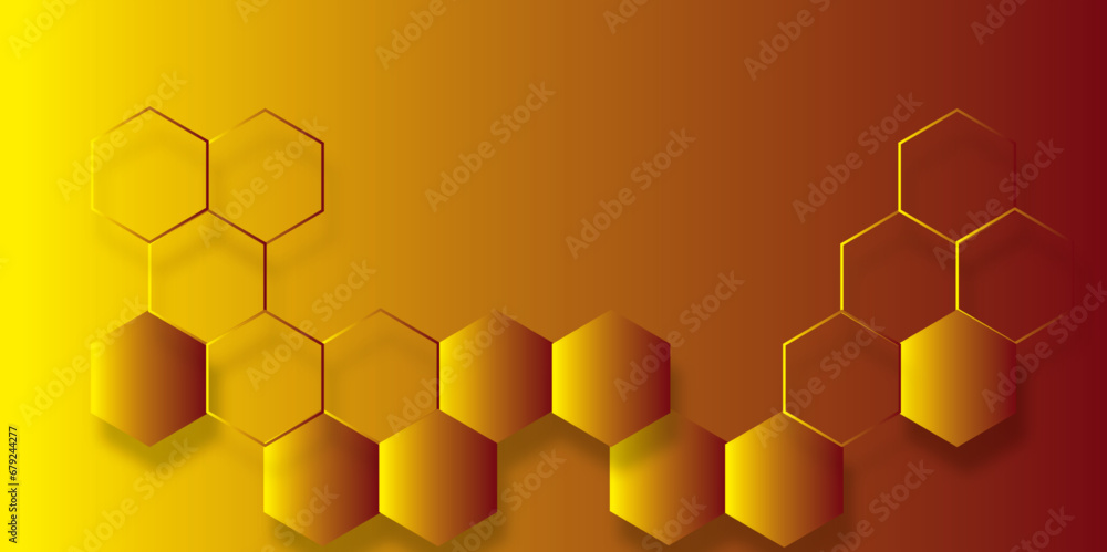 Abstract yellow orange beehive raster background plate icon. Honeycomb ...
