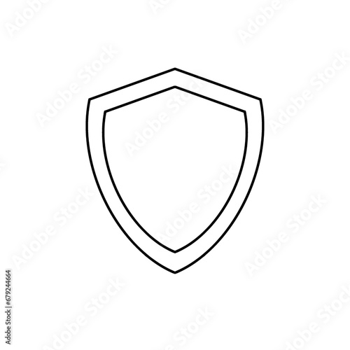 black line shield icon sign isolated on white transparent background security protect protected privacy power safety secure vector illustration minimalism