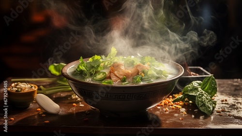 A Steaming Bowl of Vietnamese Pho photo