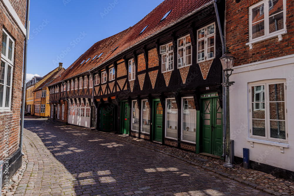 Streets in Ribe, the oldest town of Denmark.