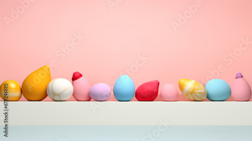Banner design for Easter sale with eggs, 3D style background.