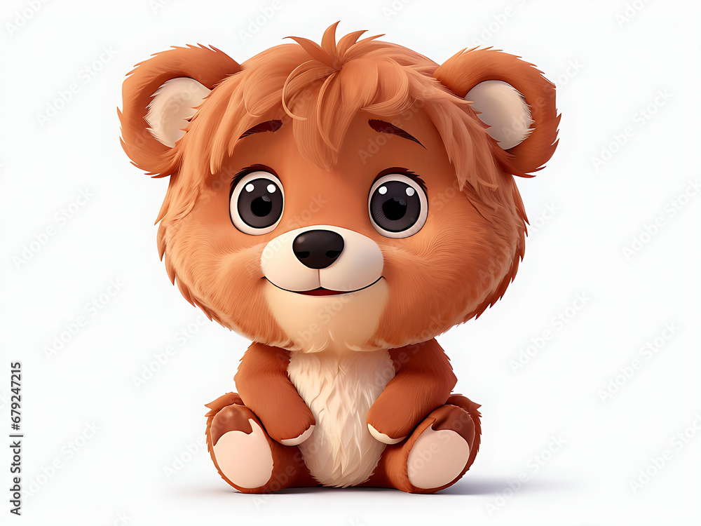 Fototapeta premium Cute little bear cartoon on white background