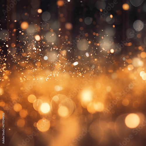 Gold highlights on a beautiful shiny background with space for a copy. Festive illustration with space for text and advertisement, christmas card, highlights and blurred lights