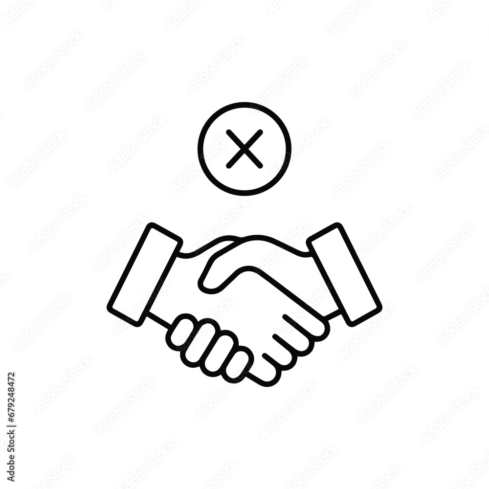 thin line handshake ban or bad deal. concept of not solidarity and cheating in teamwork and unprofessional behavior. stroke flat trend modern simple bad deal logotype graphic design isolated on thin line handshake ban or bad deal. concept of not solidarity and cheating in teamwork and unprofessional behavior. stroke flat trend modern simple bad deal logotype graphic design isolated on