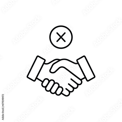 thin line handshake ban or bad deal. concept of not solidarity and cheating in teamwork and unprofessional behavior. stroke flat trend modern simple bad deal logotype graphic design isolated on
