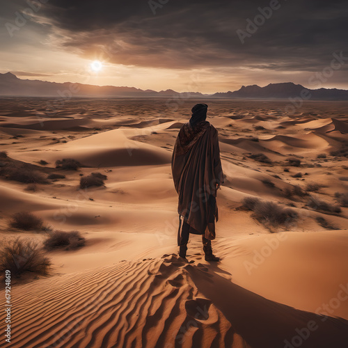 silhouette of a person in the desert