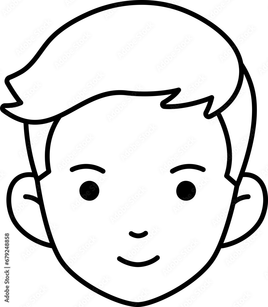 Cute Head Man Shot hair Hairstyle Set Line Cute Head Man Shot hair Hairstyle Set Line