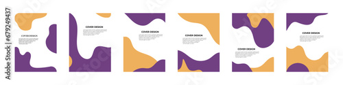 Abstract pattern background, purple, orange, vector simple art design cover, Colored pattern background, posters set