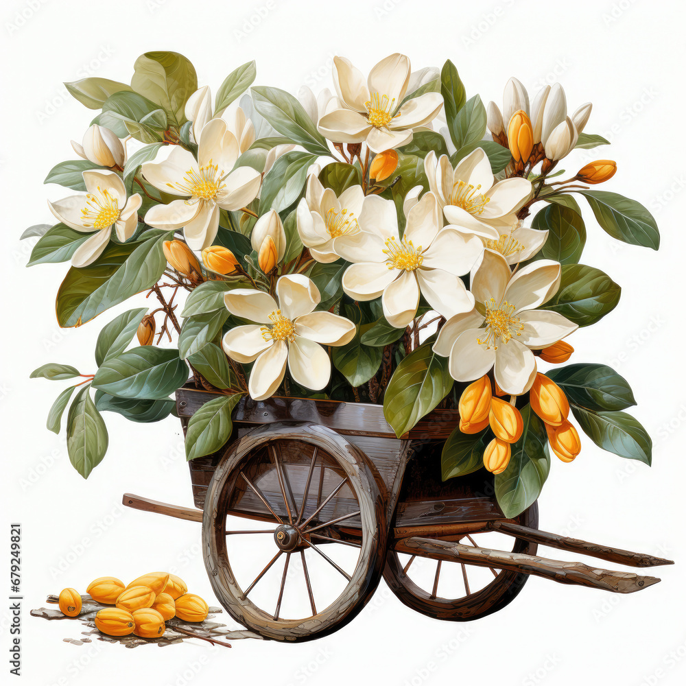 Spring Wheelbarrows Watercolor Spring Wheelbarrow Flower Clipart illustration Generative Ai ...