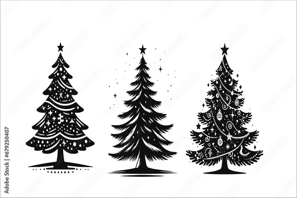 Fototapeta premium Yuletide Harmony: Whimsical Christmas Tree Illustration