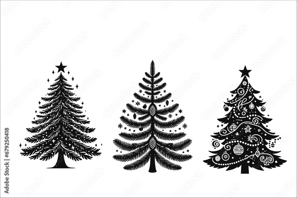 Yuletide Harmony: Whimsical Christmas Tree Illustration