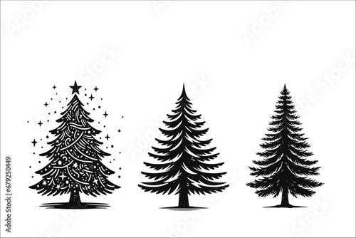 Magical Christmas: Ornate Trees in Vector Splendor
