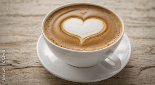 Cup of coffee with foam in shape of heart