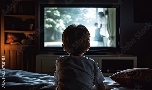 A Curious Child Captivated by the Television