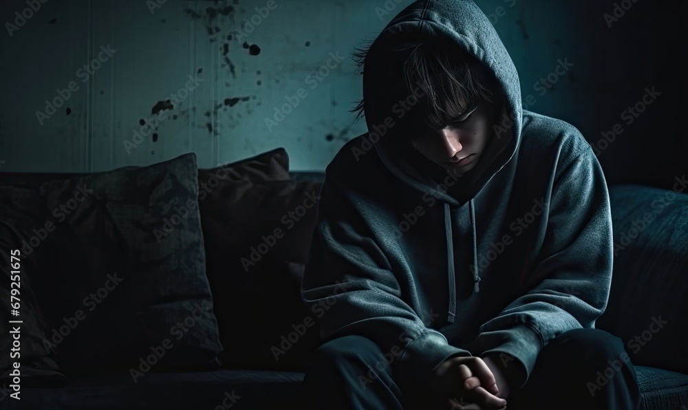 A Person Relaxing on a Cozy Couch in a Dimly Lit Space A Person Relaxing on a Cozy Couch in a Dimly Lit Space