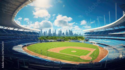 A stadium with a baseball field photo