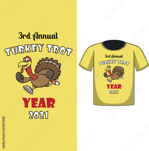 3rd Annual Turkey Trot Year 2021, t shirt, t shirt design, eps, vector, thanksgiving t shirt design