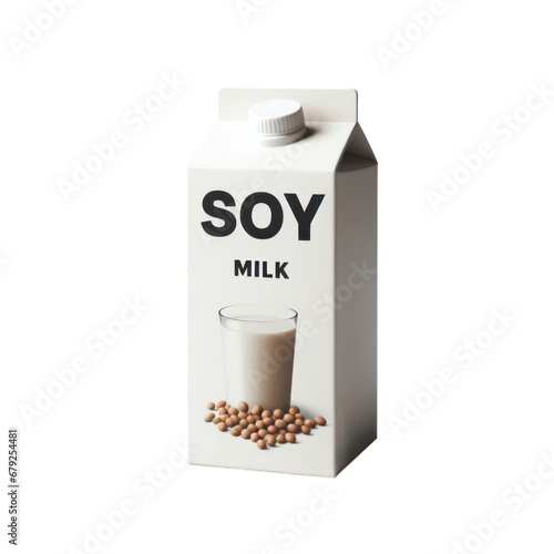 Soy milk carton box isolated on white transparent background, PNG