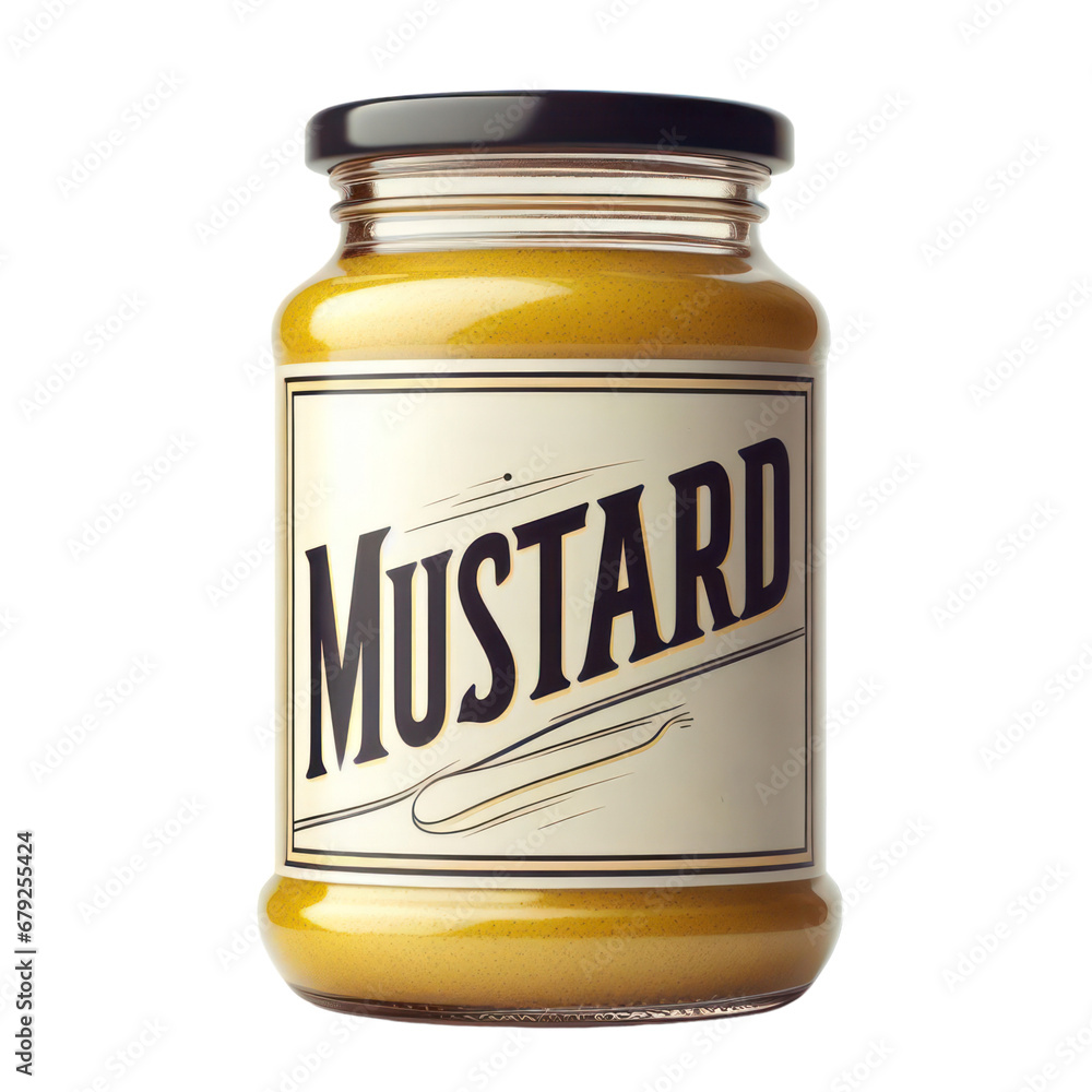 Mustard glass jar isolated on white transparent background, png, Mustard glass jar isolated on white transparent background, png,