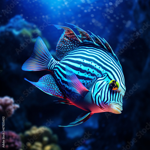 Ai Generated amazing cute fish in aquarium