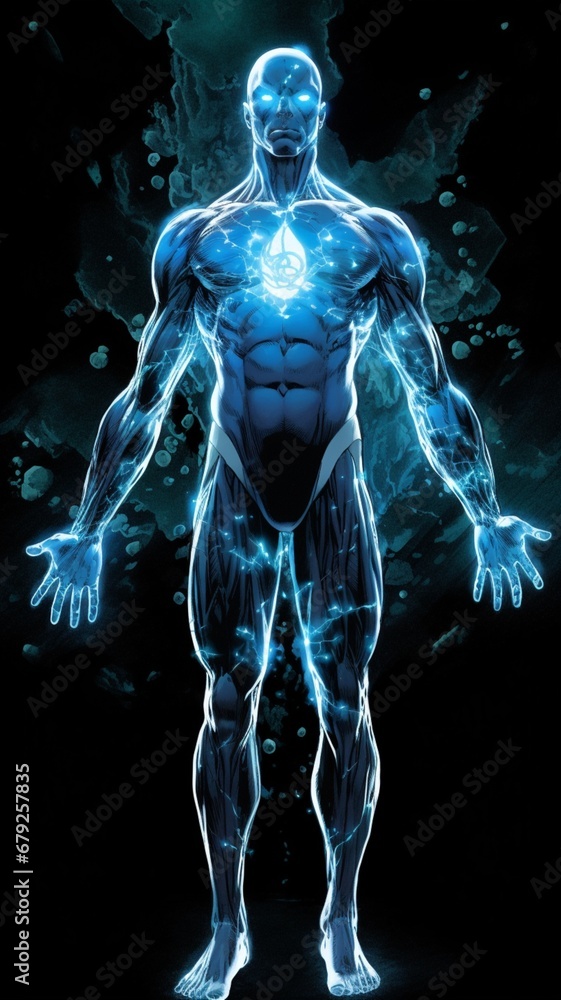 The comic book character doctor manhattan with blue man Ai generated art The comic book character doctor manhattan with blue man Ai generated art