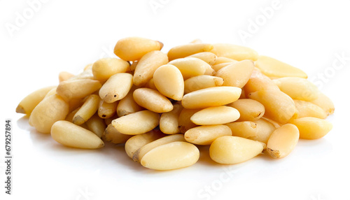 Pine nuts isolated on white background,  cut out
