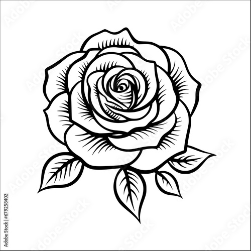 rose illustration doodle style vector outline