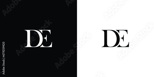 Abstract letter DE or ED Letter Logo Design Template Vector in black and white color