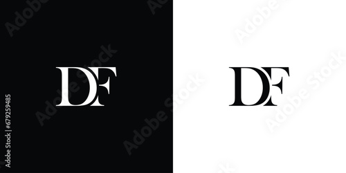 Abstract letter Initial DF logo design vector in black and white color