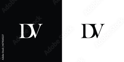 Abstract monogram logo letter DV or VD letter logo abstract design in black and white color