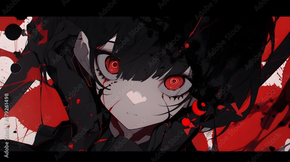 Horror anime manga art, background illustration design