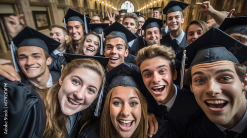 Pictures of the atmosphere at a university graduation ceremony. Emotions  happiness  pride  joy  delight.