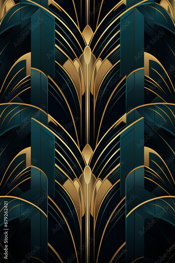 Elegant Art Deco Patterns with Rich Dark Colors Elegant Art Deco Patterns with Rich Dark Colors