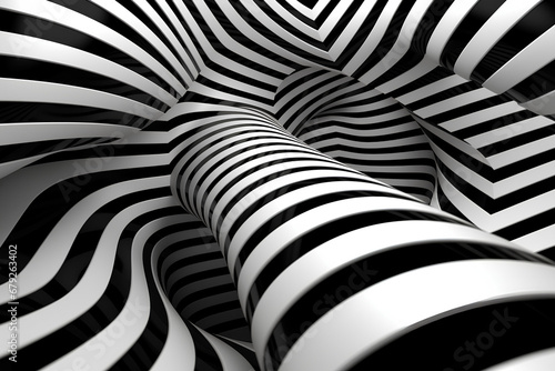 Monochromatic Op-Art Symphony  Black and White Patterns