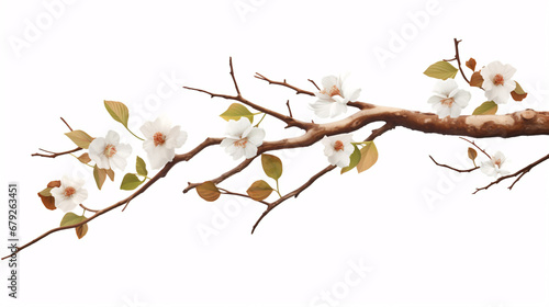 A beech twig bursting with blooms stands out against a blank canvas.
