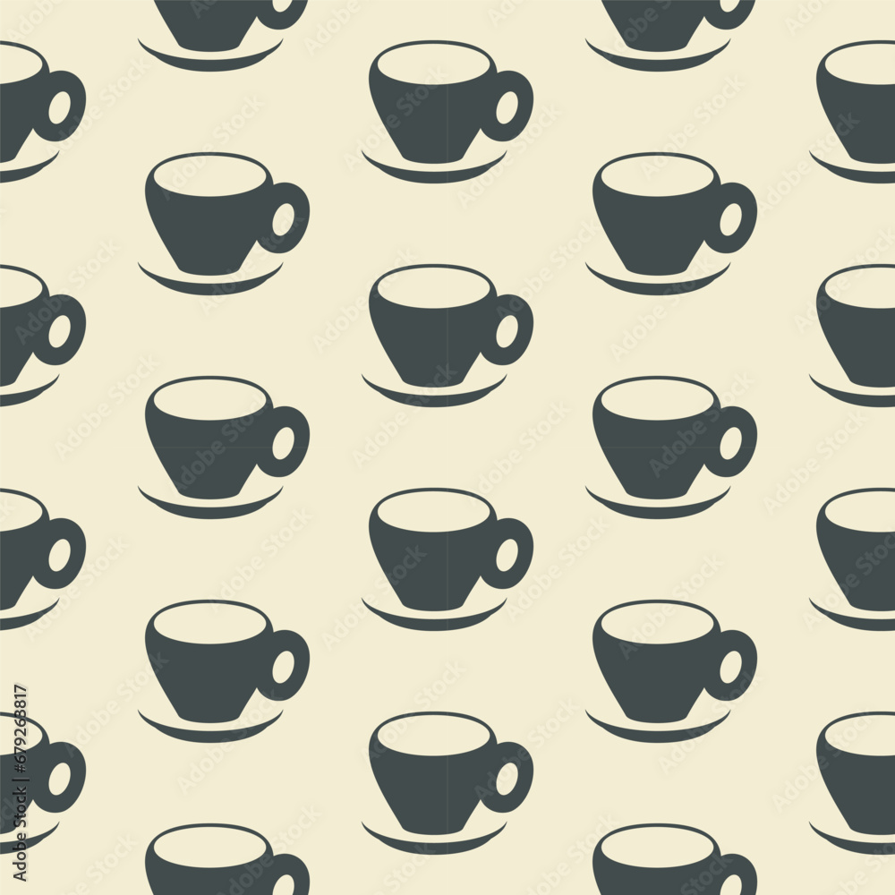 Coffee cup abstract seamless pattern. Stylish diagonal geometrical grid. Black and white vintage colours palette, monochrome surface background. Vector illustration Coffee cup abstract seamless pattern. Stylish diagonal geometrical grid. Black and white vintage colours palette, monochrome surface background. Vector illustration