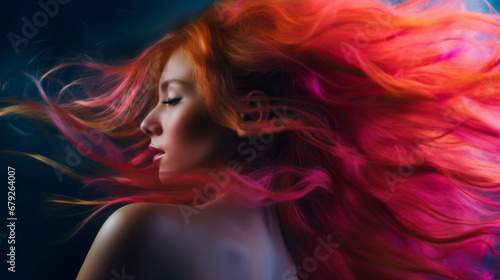 Sensual fine art beauty portrait of a red haired young woman