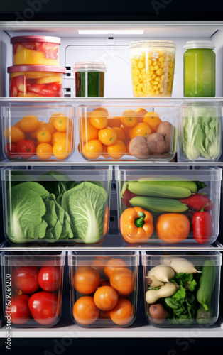 clean fridge with organized storage containers