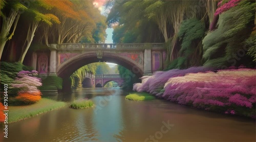 川と橋｜river and bridge Generative AI photo