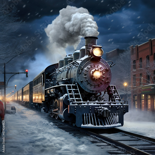 steam train in the night