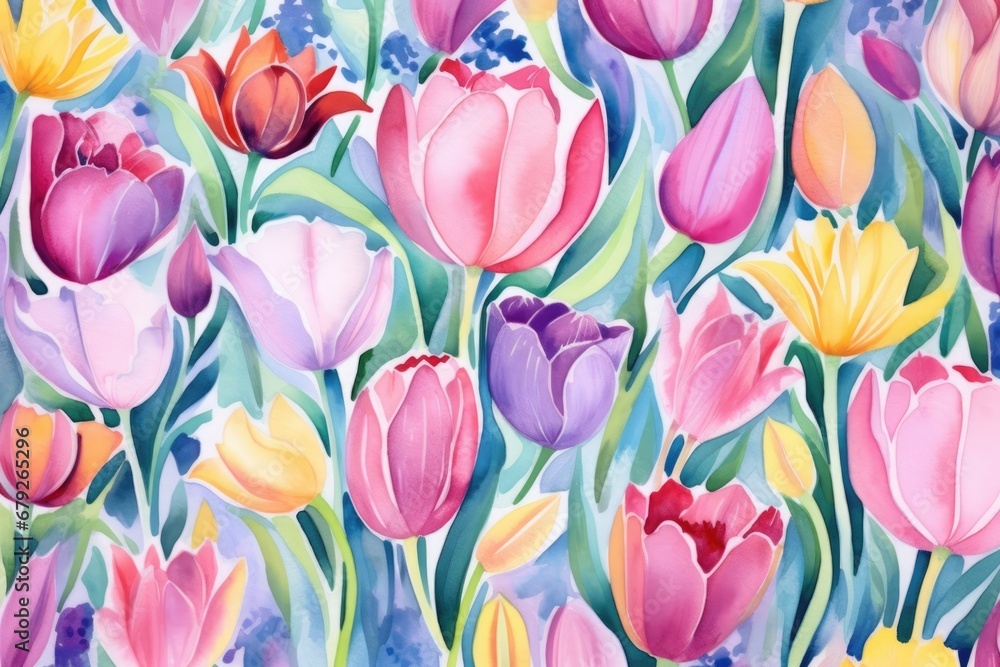 Seamless flower nature floral summer spring illustration pattern tulip plant blossom